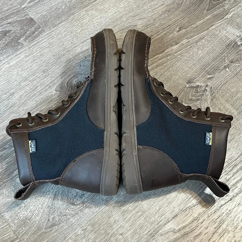 Lems Boulder Boot Navy Stout Mens 46 Minimalist Zero Drop Leather Nylon Boots
